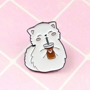 Kawaii Cat Boba Love Enamel Pin!
